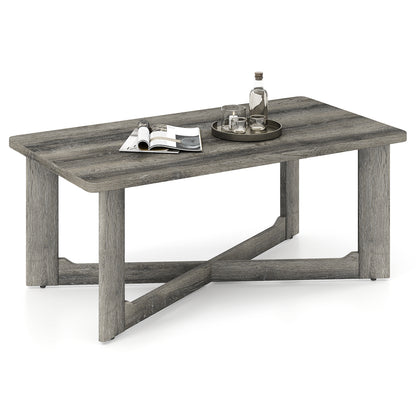 Rectangle Coffee Table, Rubber Wood, X-Shaped Base, Gray Coffee Tables at Gallery Canada