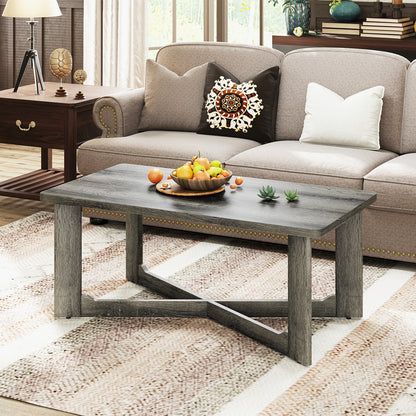 Rectangle Coffee Table, Rubber Wood, X-Shaped Base, Gray Coffee Tables at Gallery Canada