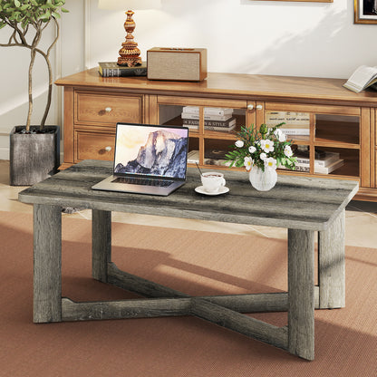 Rectangle Coffee Table, Rubber Wood, X-Shaped Base, Gray Coffee Tables at Gallery Canada