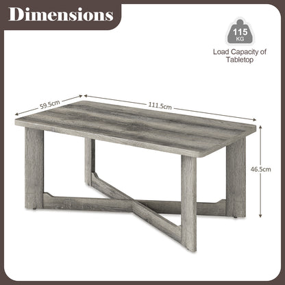 Rectangle Coffee Table, Rubber Wood, X-Shaped Base, Gray Coffee Tables at Gallery Canada