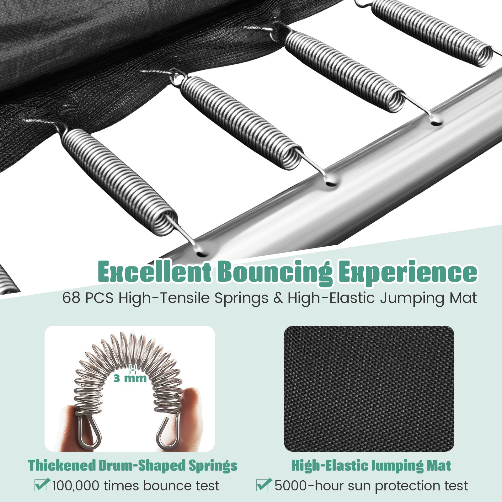 Rectangle Outdoor Trampoline 10 x 8 FT Heavy-Duty Trampoline with Basketball Hoop, Green Trampolines at Gallery Canada
