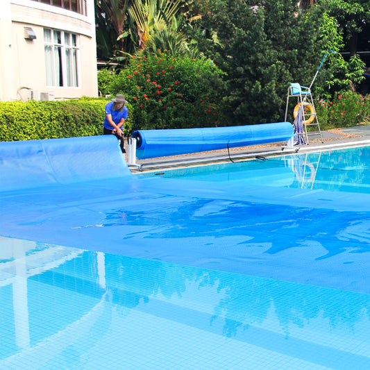 Rectangle Swimming Pool Cover 12-MIL Heat Retaining Pool Solar Blanket with Carrying Bag-32FT x 16FT, Blue Swimming Pools Blue at Gallery Canada