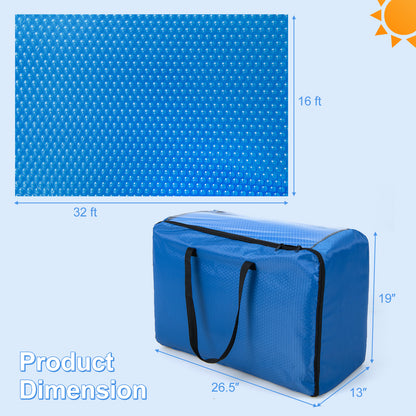 Rectangle Swimming Pool Cover 12-MIL Heat Retaining Pool Solar Blanket with Carrying Bag-32FT x 16FT, Blue Swimming Pools at Gallery Canada