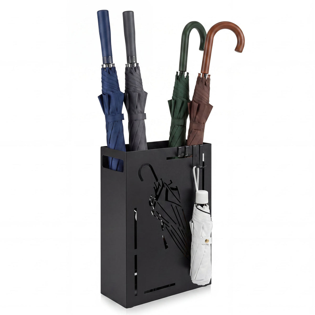 Rectangular Umbrella Holder Rack with Removable Drip Tray, Black Shoe Racks & Storage Benches Black at Gallery Canada