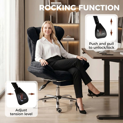 Big & Tall Office Chair, High Back, Snowflake Velvet, Black Office Chairs at Gallery Canada