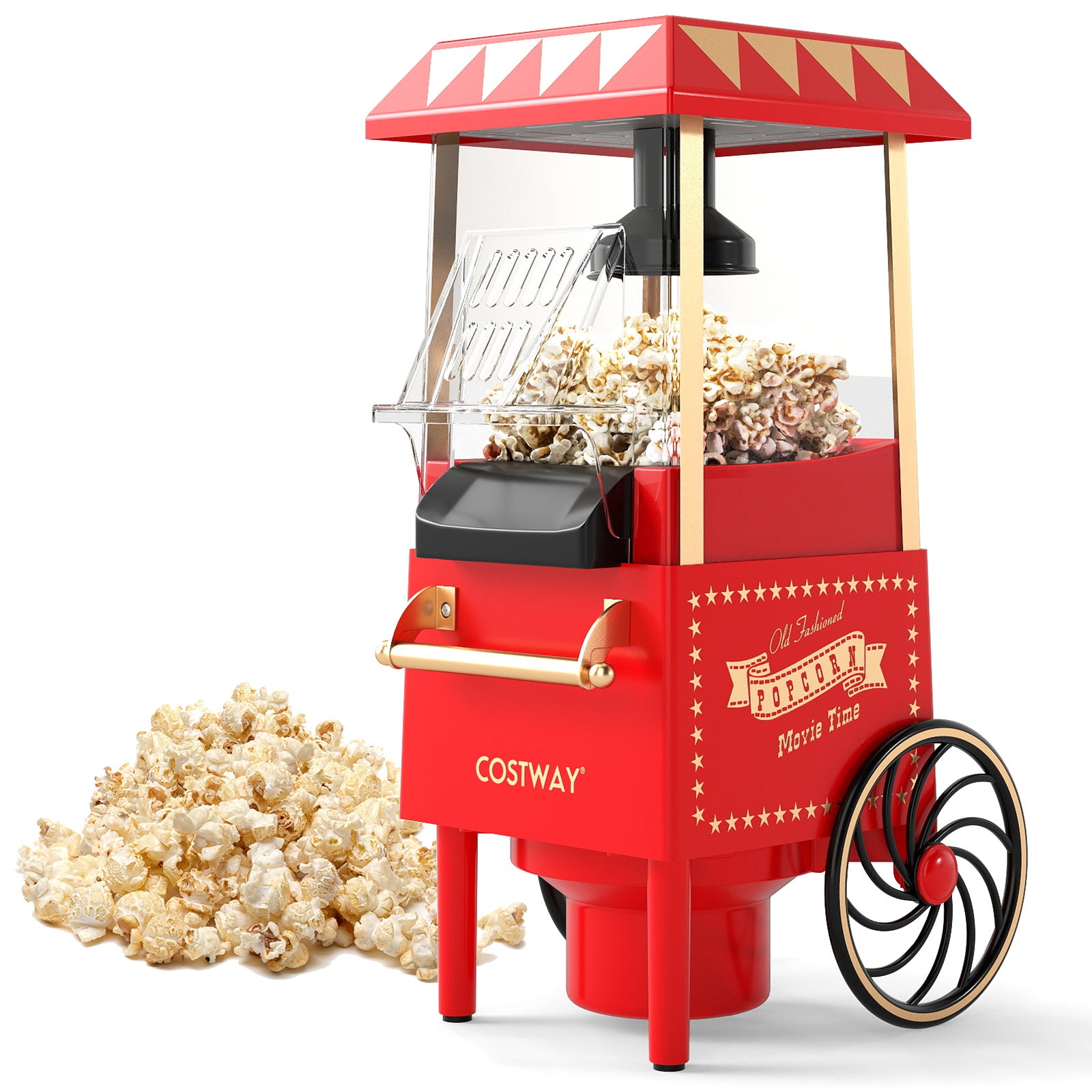 Retro Hot Air Popcorn Maker 1200W, Red Small Appliances Red at Gallery Canada