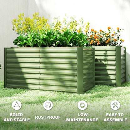 Galvanized Metal Planters Set, 4' x 2' x 2' Raised Garden Bed, Light Green Galvanized Planter Boxes at Gallery Canada