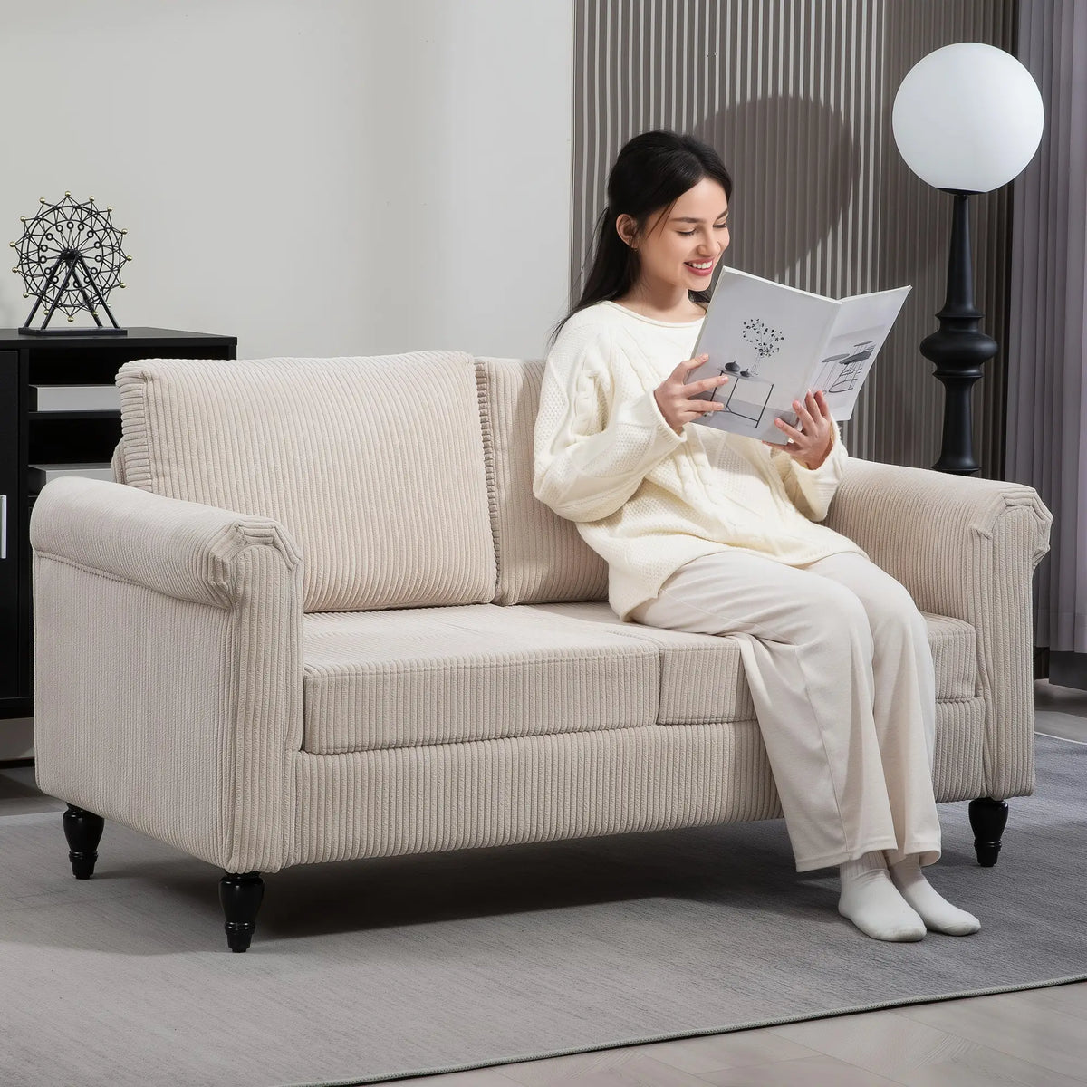 Vintage Loveseat, Upholstered 2 Seater Sofa, Beige 2-Seater Sofas at Gallery Canada