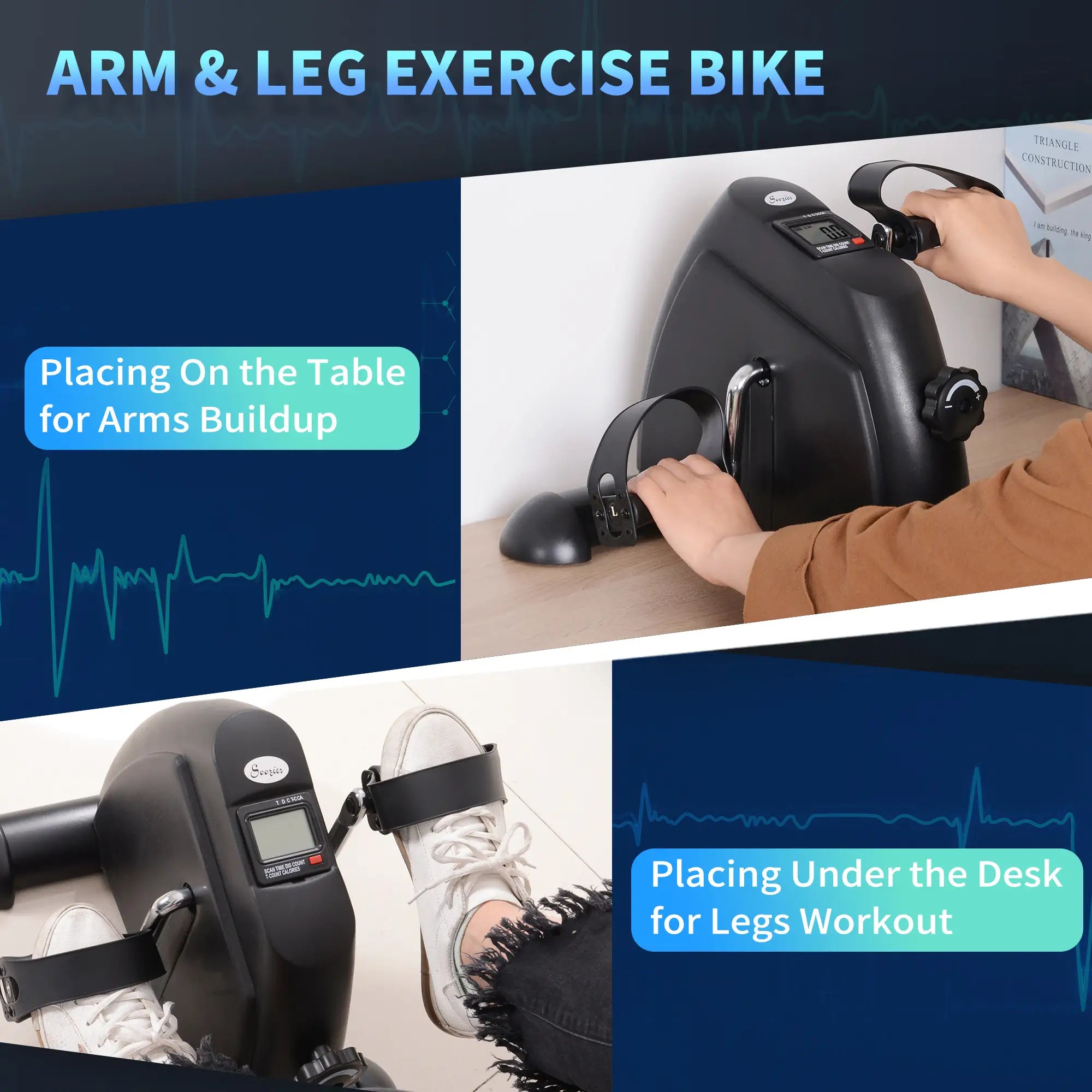 Portable Mini Pedal Exercise Bike, LCD Display, Black Exercise & Stationary Bikes at Gallery Canada