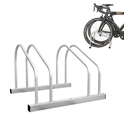 Adjustable 2-Bike Rack, Steel Stand, Garage Organizer, Silver Bike Parking Stands Silver at Gallery Canada