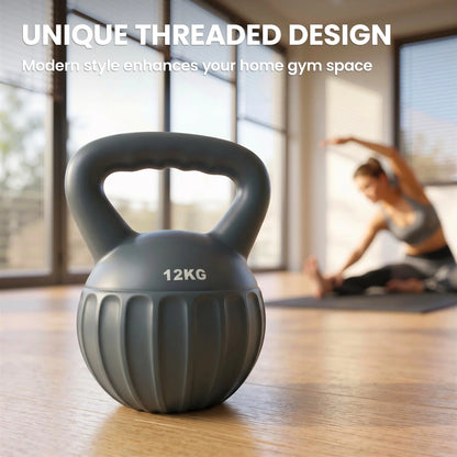 26 lbs Kettlebell With Non-Slip Handle, Home Gym Weight Lifting, Grey Strength Training Equipment at Gallery Canada