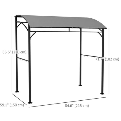 7' x 5' Garden Grill Canopy, BBQ Gazebo Tent, Steel Frame, Grey Gazebos at Gallery Canada