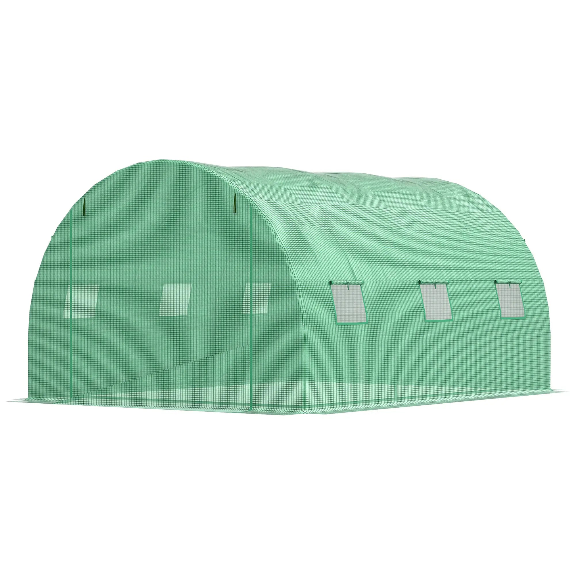 13' x 10' x 6.6' Walk-In Greenhouse, Garden Tunnel Tent, Zipped Door, 6 Mesh Windows, Green Tunnel Greenhouses Green at Gallery Canada