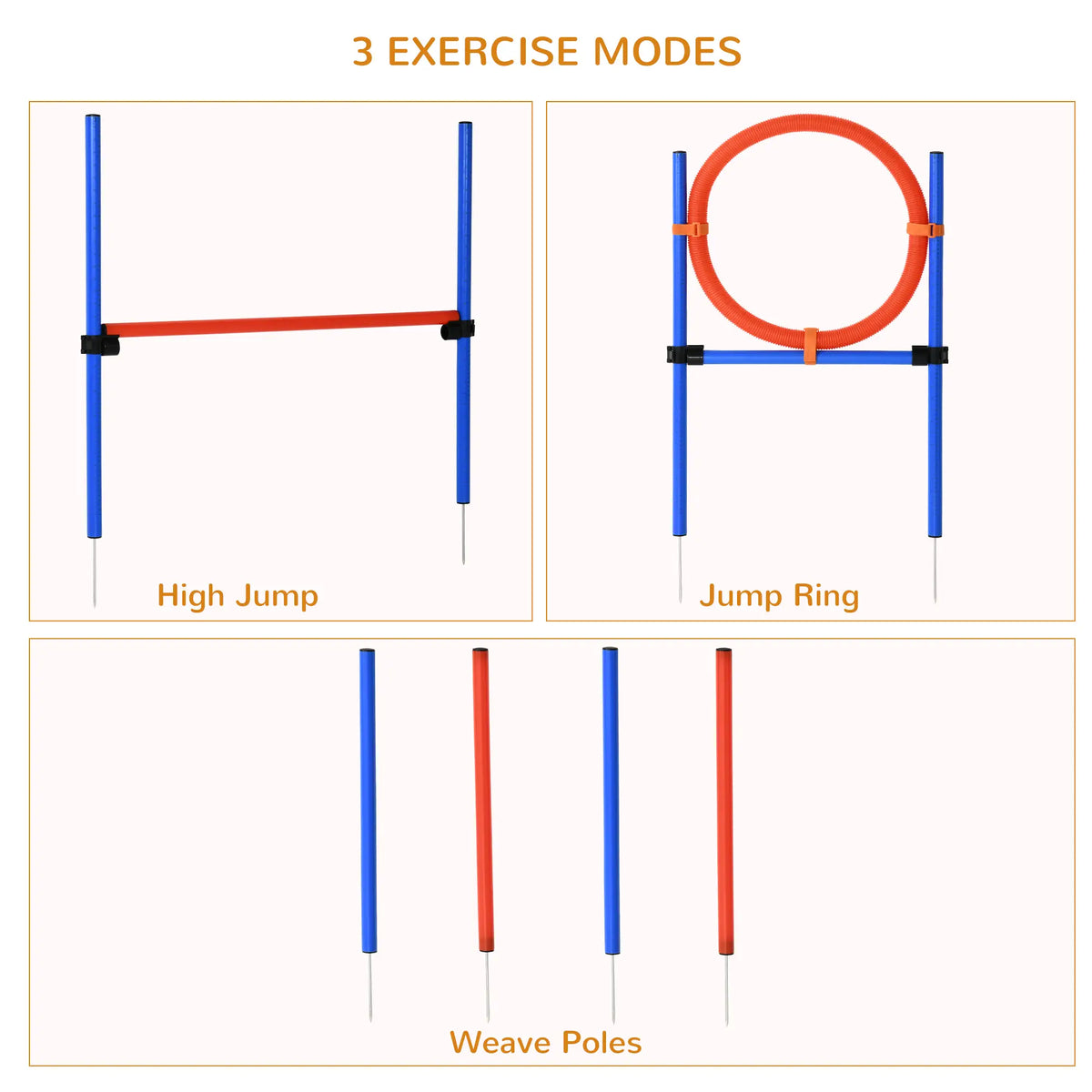 Dog Agility Training Kit, Adjustable Jump Weave Pole Ring Set Dog Agility Training Equipment at Gallery Canada