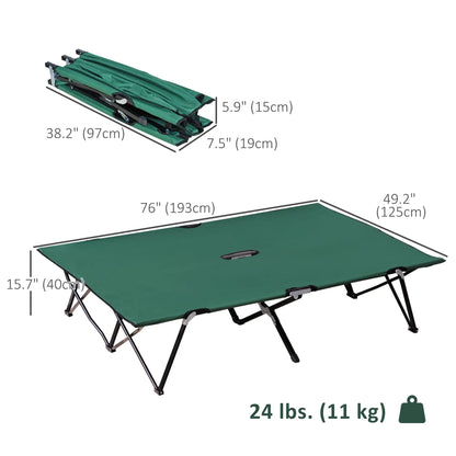 76" Two Person Folding Camping Cot, Portable Military Bed, Green Camping Cots at Gallery Canada