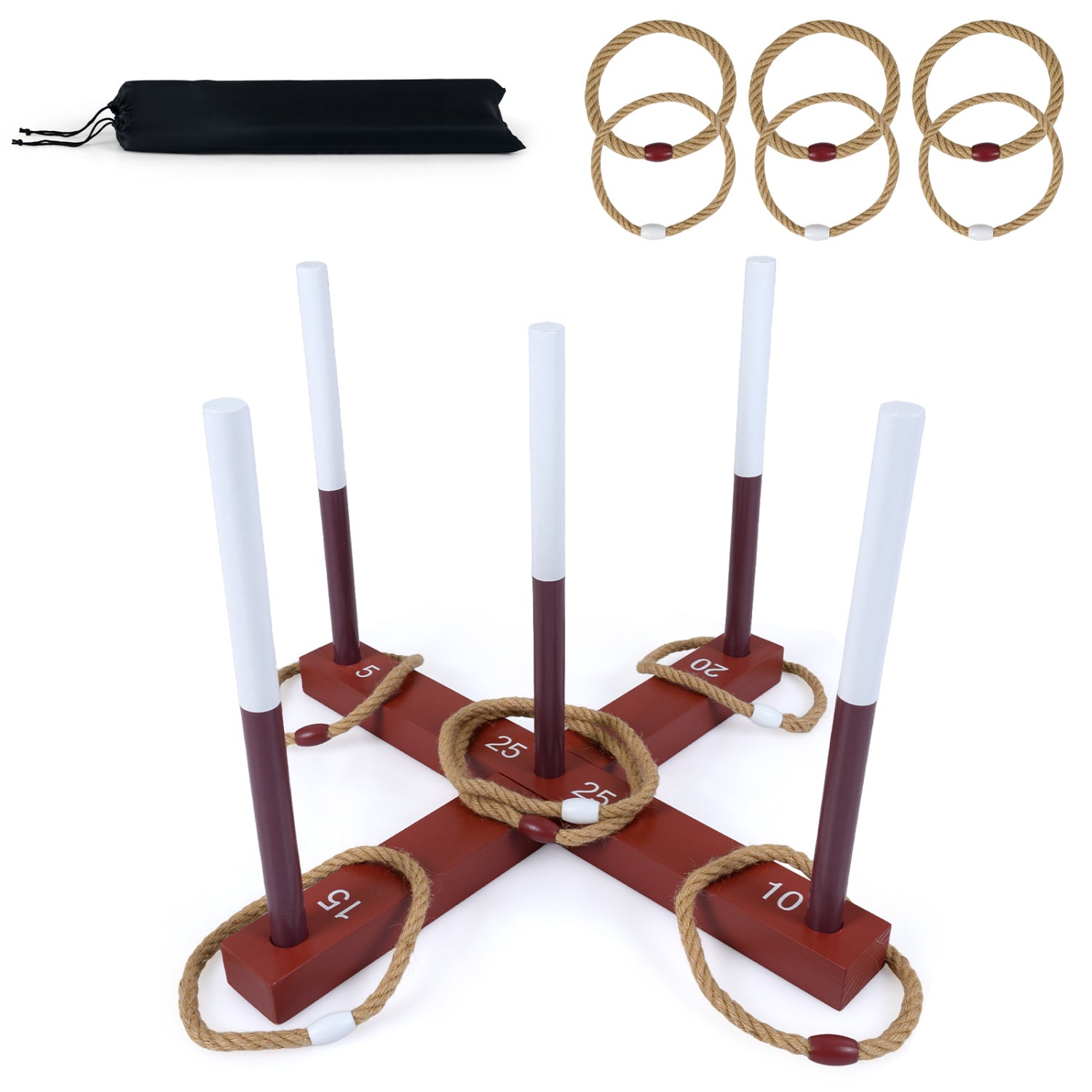 Ring Toss Game for Kids and Adult with 6 Rope Rings and Storage Bag, Brown Lawn Games at Gallery Canada