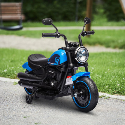 6V Kids Motorcycle, Training Wheels, Foot Pedal, Headlight, Music, Blue Electric Motorcycles at Gallery Canada