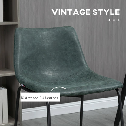Vintage PU Leather Bar Stools Set of 2, Kitchen Stool with Footrest, Green Bar Stools at Gallery Canada