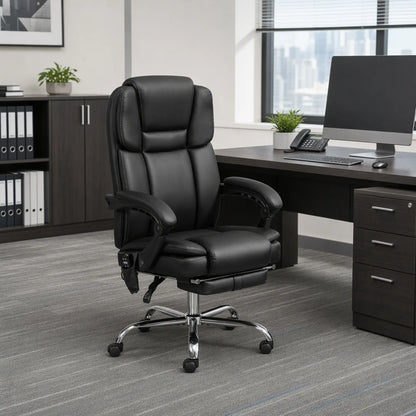 Massage Office Chair, Reclining Executive Chair with Vibration, Footrest, High Back, Black Massage Chairs at Gallery Canada