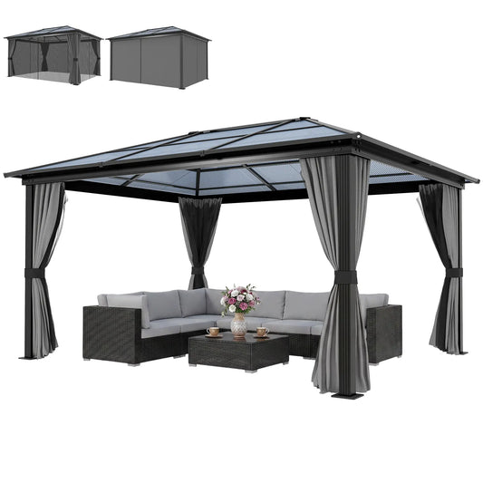 12' x 15' Hardtop Gazebo, Polycarbonate Roof, Aluminum Frame, Dark Grey Gazebos Black, Charcoal Grey at Gallery Canada