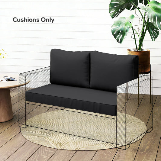 2 Seater Outdoor Cushions With Backrest, Black Patio Chair Cushions Black at Gallery Canada