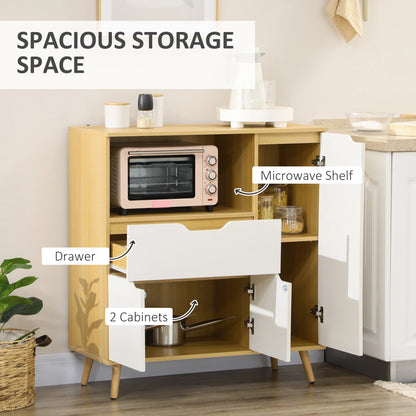 Modern Microwave Stand, Cabinet with Drawer, Storage, White Kitchen Pantry Cabinets at Gallery Canada