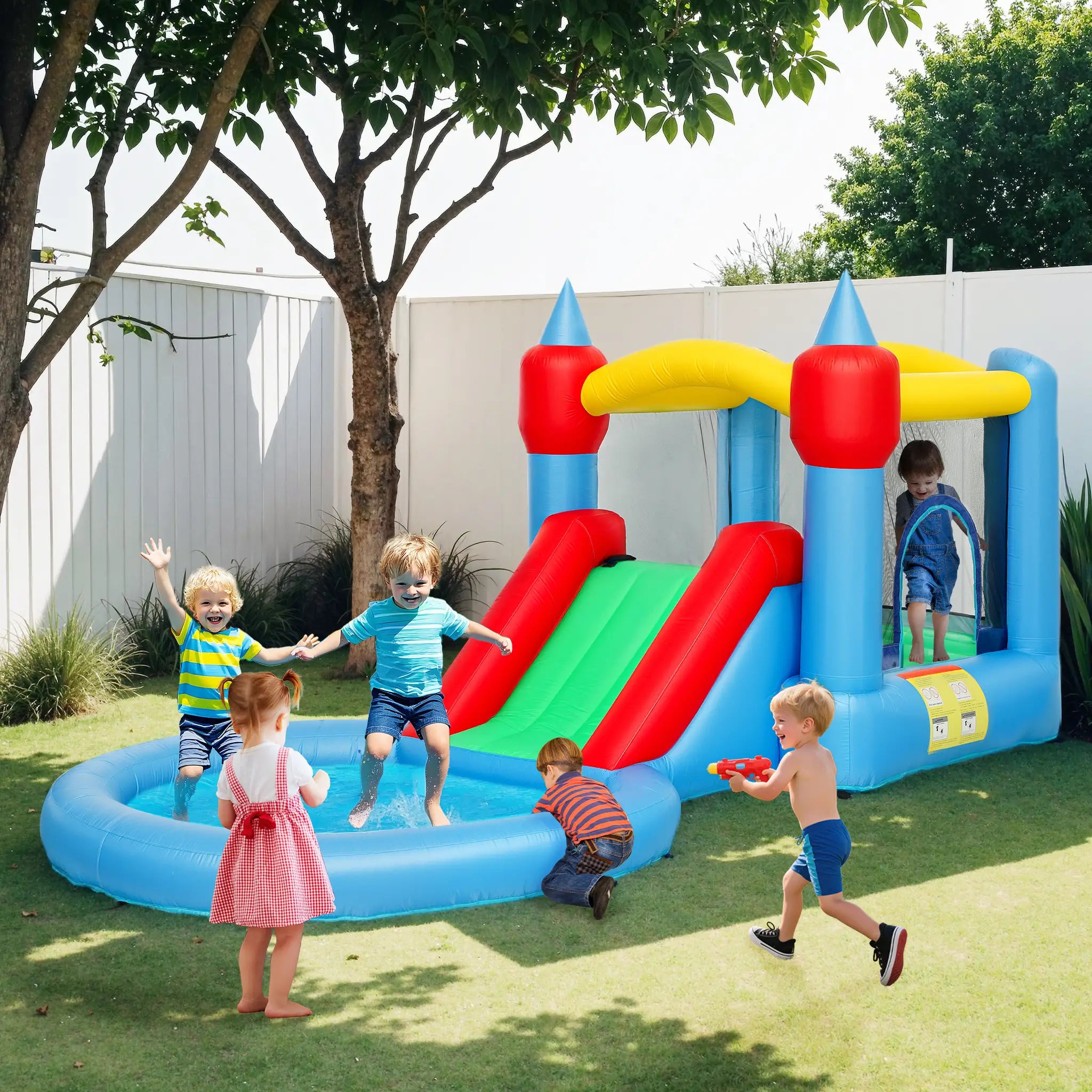 Inflatable Bounce House with Slide, Basketball, Ball Pit, 163