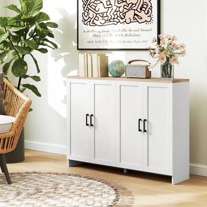 Modern Sideboard Buffet Cabinet, 4 Doors Adjustable Shelves, White Storage Cabinets at Gallery Canada