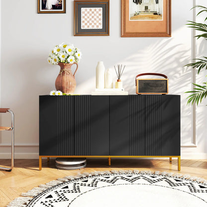 Sideboard Storage Cabinet, Adjustable Shelves, Soft Close Doors, Black Kitchen Pantry Cabinets at Gallery Canada