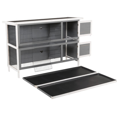 2 Tier Wooden Rabbit Hutch Bunny Pet House Wooden Coop Run, Grey Rabbit Hutch at Gallery Canada