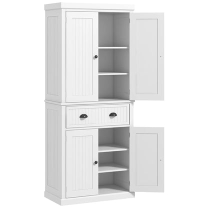 72" Kitchen Pantry, Freestanding Storage Cabinet, White Kitchen Pantry Cabinets White at Gallery Canada