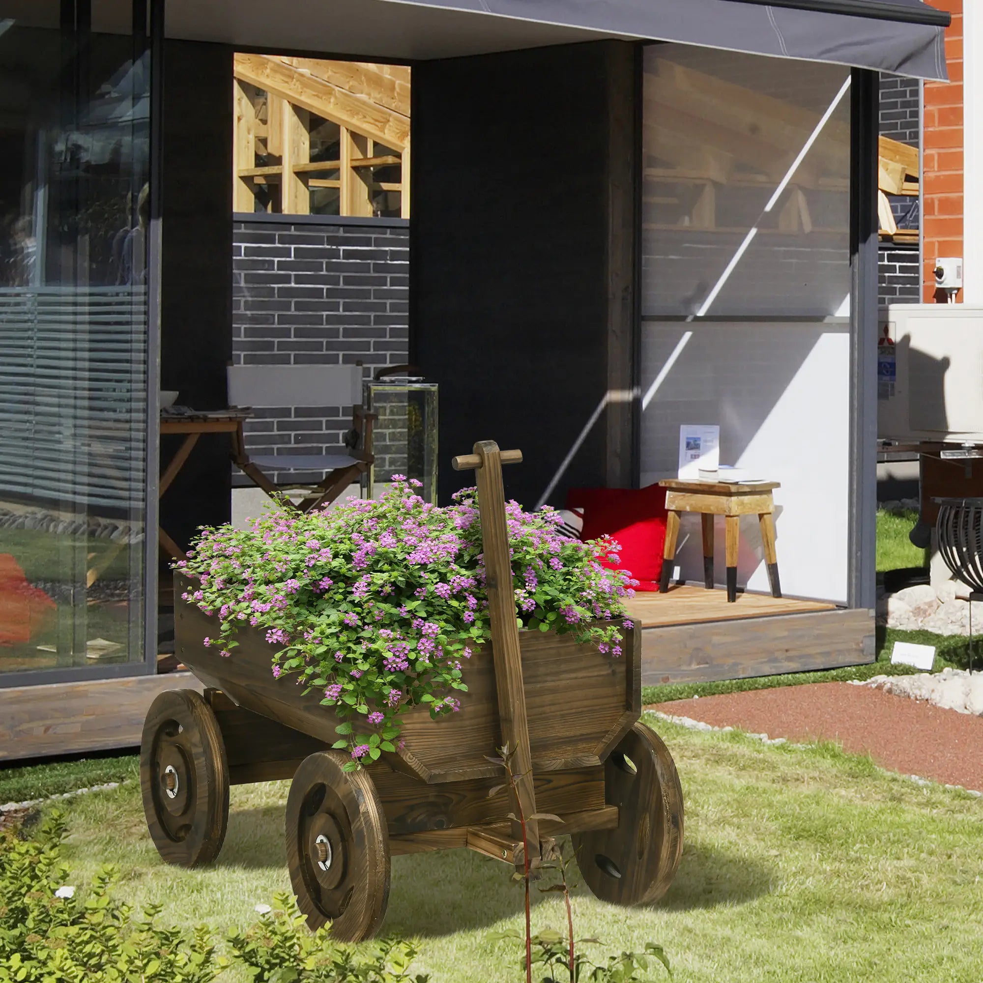 Wooden Raised Garden Bed, Flower Cart With Wheels, Outdoor Planters Wooden Planter Boxes at Gallery Canada