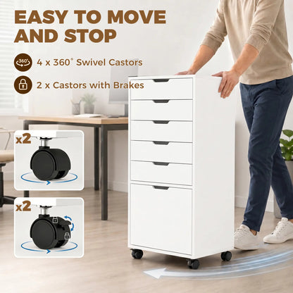 Mobile Printer Stand With 5 Drawers, White Office Cabinets & Cupboards at Gallery Canada