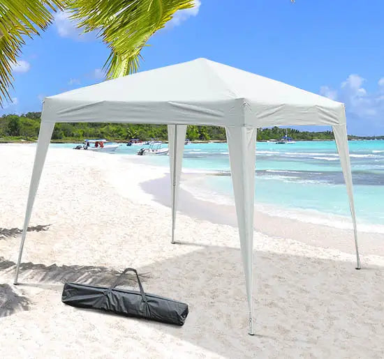 10' Folding Pop-Up Garden Gazebo, Transport Bag, White Pop Up Canopies at Gallery Canada