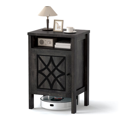 Robot Vacuum Storage Cabinet With Door, Open Shelf, Dark Gray Cabinets & Chests Dark Gray at Gallery Canada