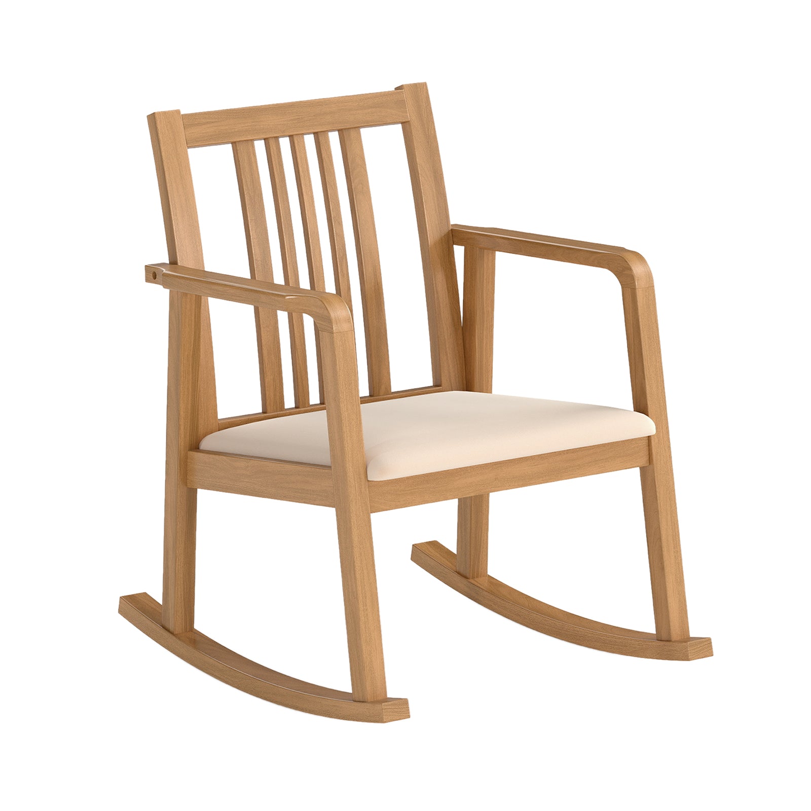 Rocking Chair with Slatted Back and Curved Armrests, Natural Patio Rocking Chairs & Gliders Natural at Gallery Canada