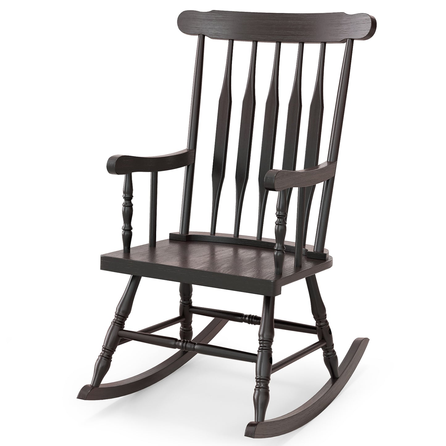 Solid Wood Porch Rocking Chair, Glossy Finish, Brown Patio Rocking Chairs & Gliders Brown at Gallery Canada