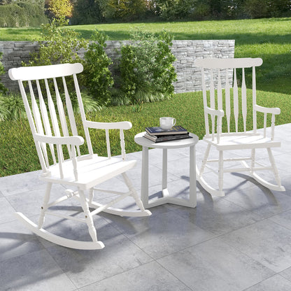 Solid Wood Porch Rocking Chair, Glossy Finish, White Patio Rocking Chairs & Gliders at Gallery Canada