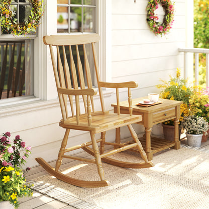 Solid Wood Porch Rocking Chair, Glossy Finish, Natural Patio Rocking Chairs & Gliders at Gallery Canada