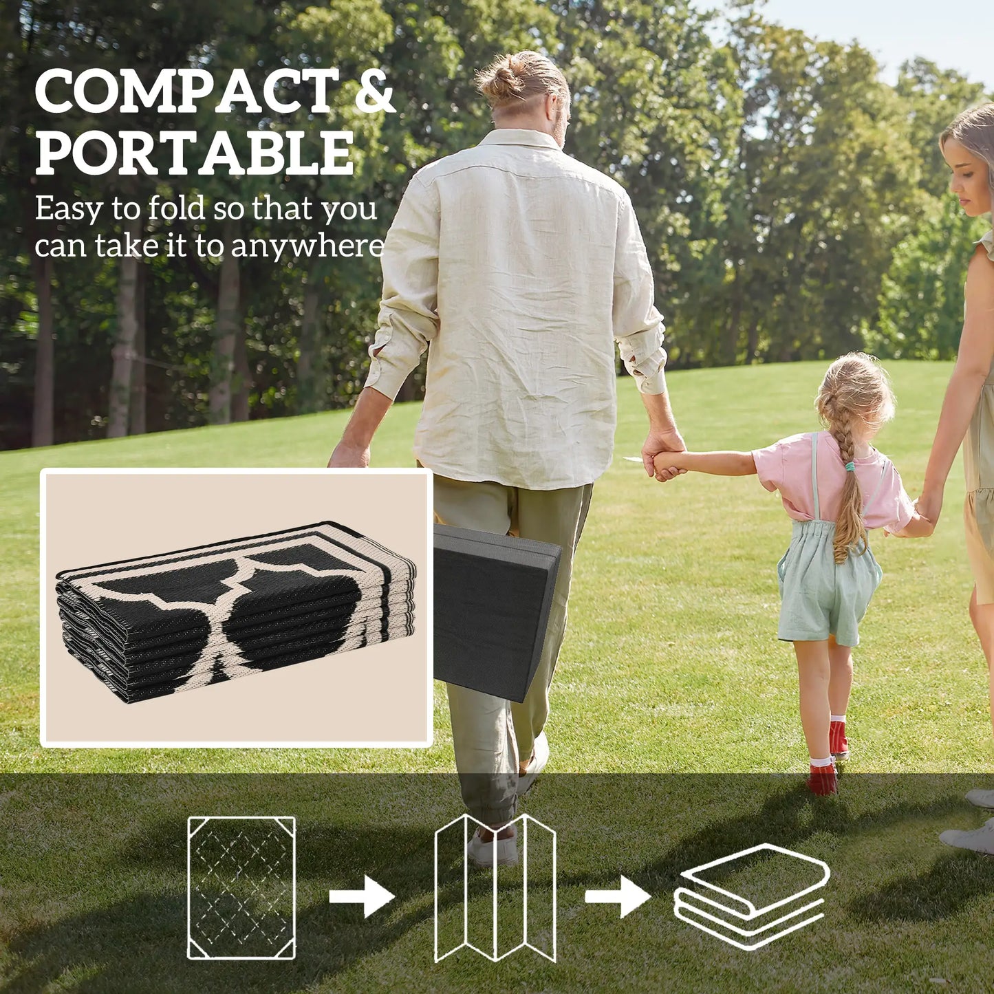 9'x12' Reversible Outdoor RV Rug, Patio Mat, Black Outdoor Reversible Rugs at Gallery Canada