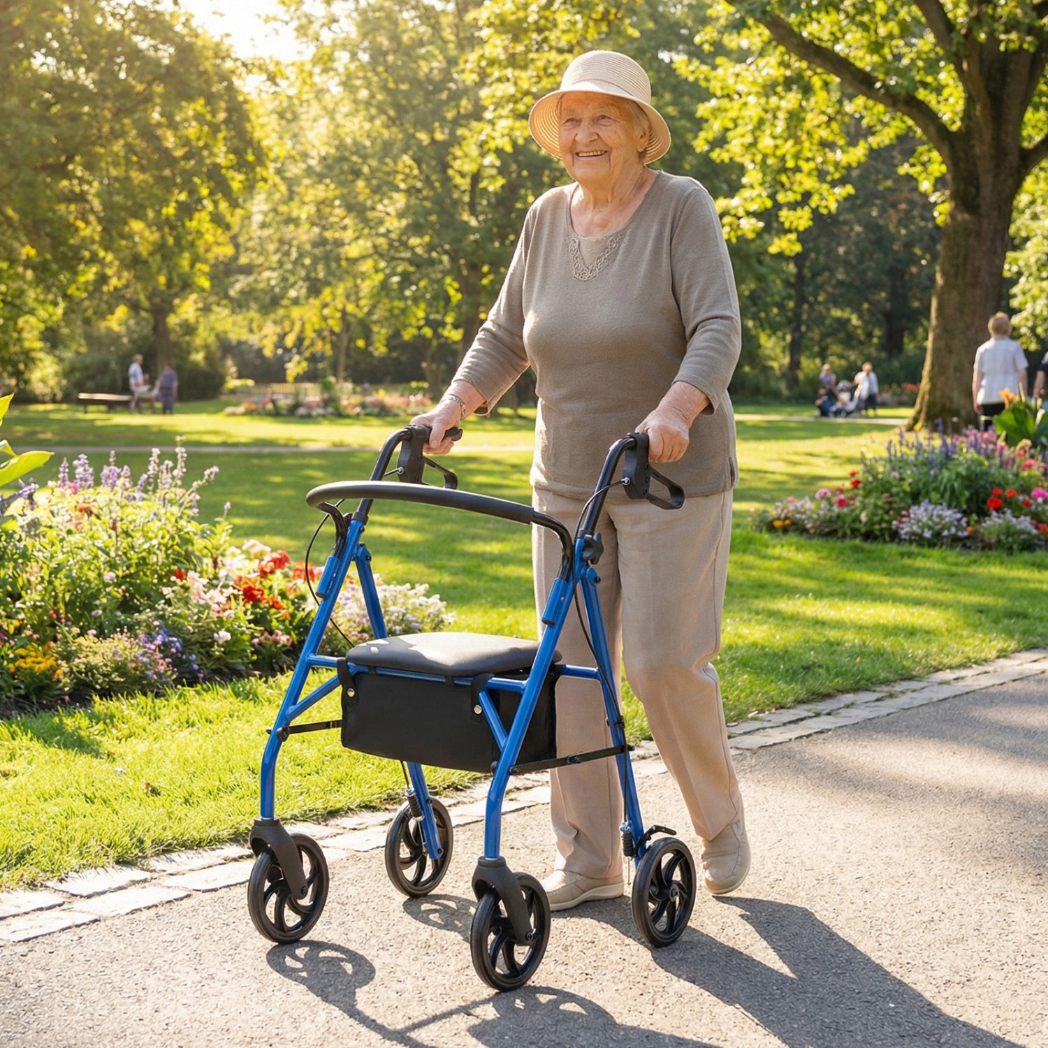 Rollator Walker With Seat, Height Adjustable Handles, Blue Walkers & Rollators at Gallery Canada