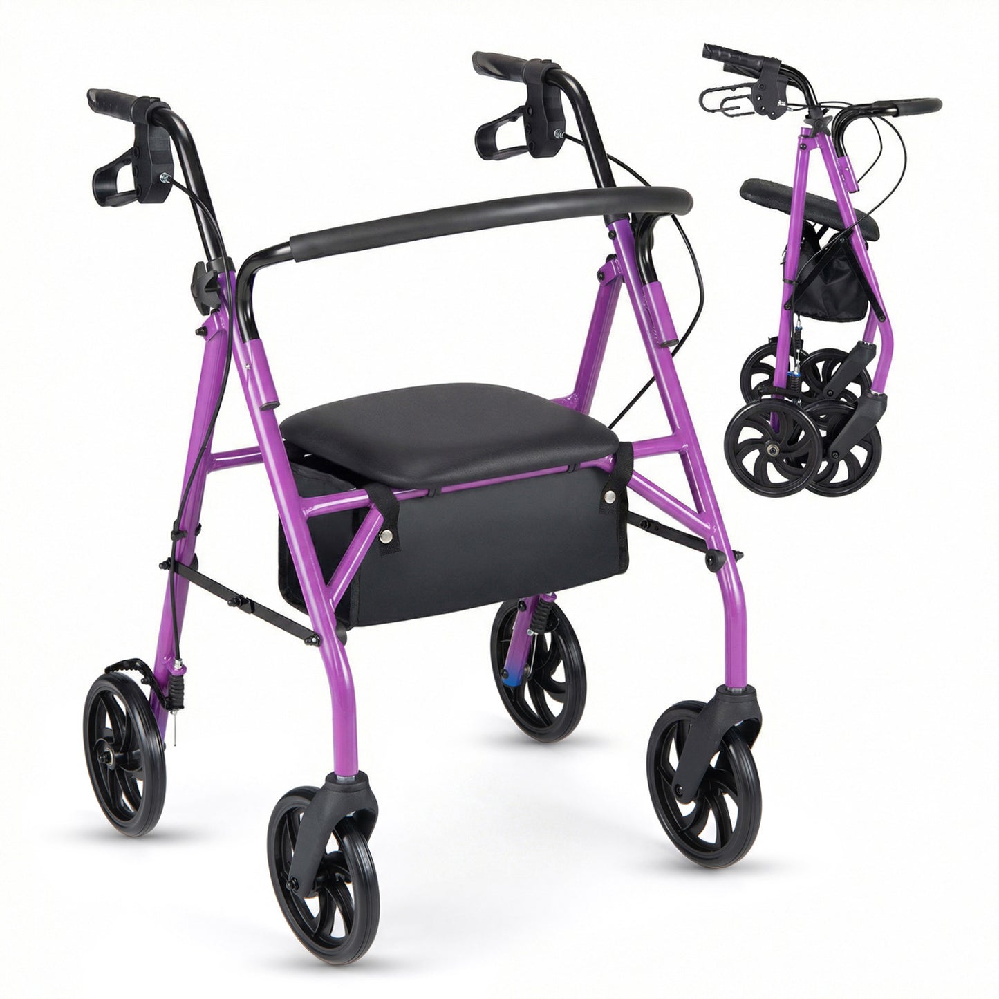 Adjustable Rollator Walker With Seat, Purple Walkers & Rollators at Gallery Canada