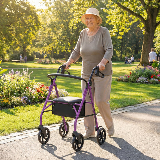 Adjustable Rollator Walker With Seat, Purple Walkers & Rollators Purple at Gallery Canada