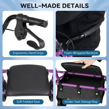 Adjustable Rollator Walker With Seat, Purple Walkers & Rollators at Gallery Canada