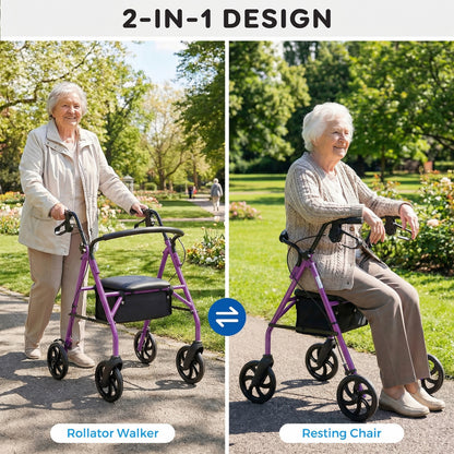 Adjustable Rollator Walker With Seat, Purple Walkers & Rollators at Gallery Canada
