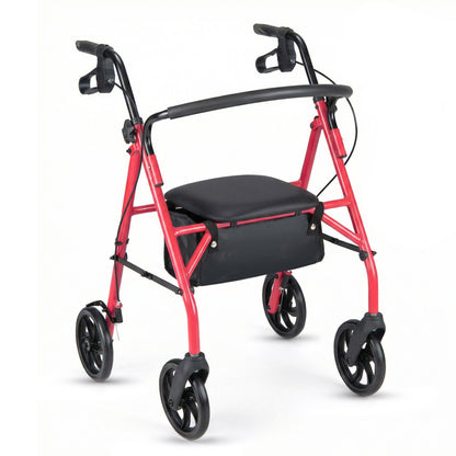 Rollator Walker With Seat, Height Adjustable Handles, Red Walkers & Rollators Red at Gallery Canada