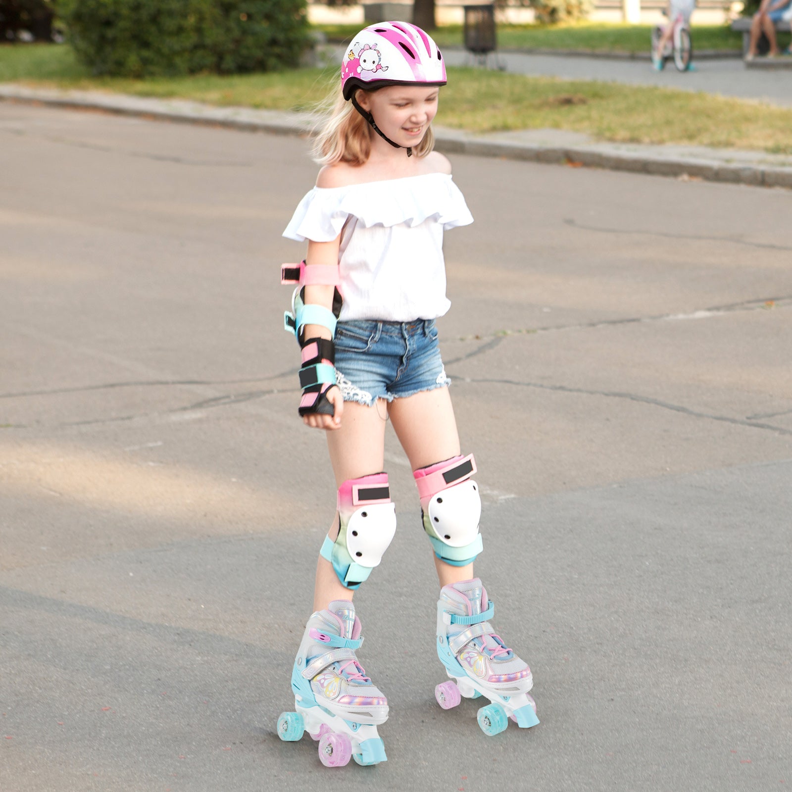 Roller Skates for Teens 4 Sizes Adjustable with Light-up Wheels for Boys Girls Ages 13+, Blue Toy Sports at Gallery Canada