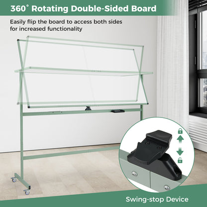 Rolling Double-Sided Magnetic Whiteboard on Wheels with Stand and Aluminum Alloy Frame, Green Home Office at Gallery Canada
