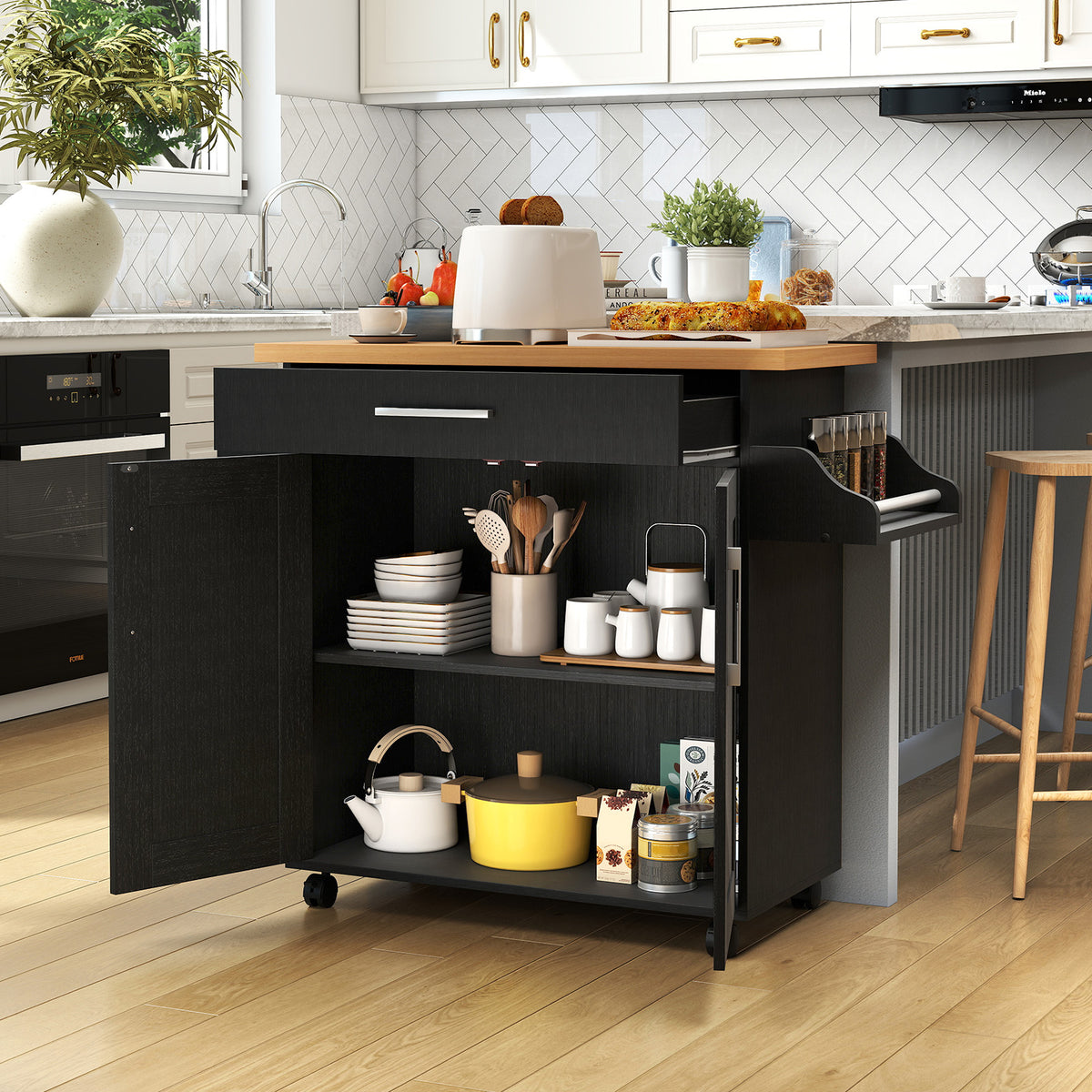 Rolling Kitchen Island Cart, Black Kitchen Islands & Carts at Gallery Canada