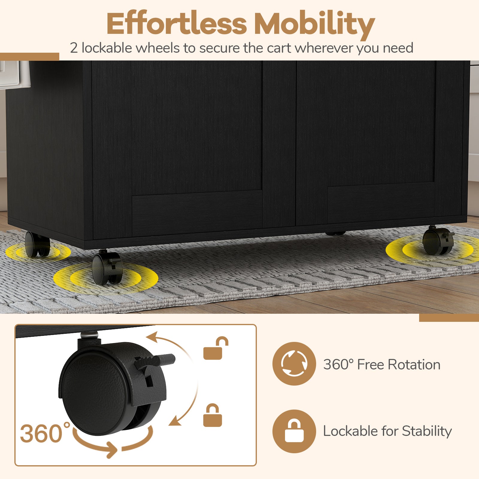 Rolling Kitchen Island Cart, Black Kitchen Islands & Carts at Gallery Canada